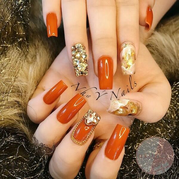 Tờ Tờ Lờ on Instagram Cam đất lúc nào cũng đẹp và trendy TT60 Các bạn vui lòng inbox hoặc direct để biết giá Nails Korean nail art Swag nails